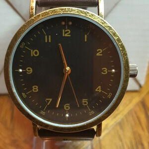 😃MDGF025 Bronze/Black Leather Men's Watch